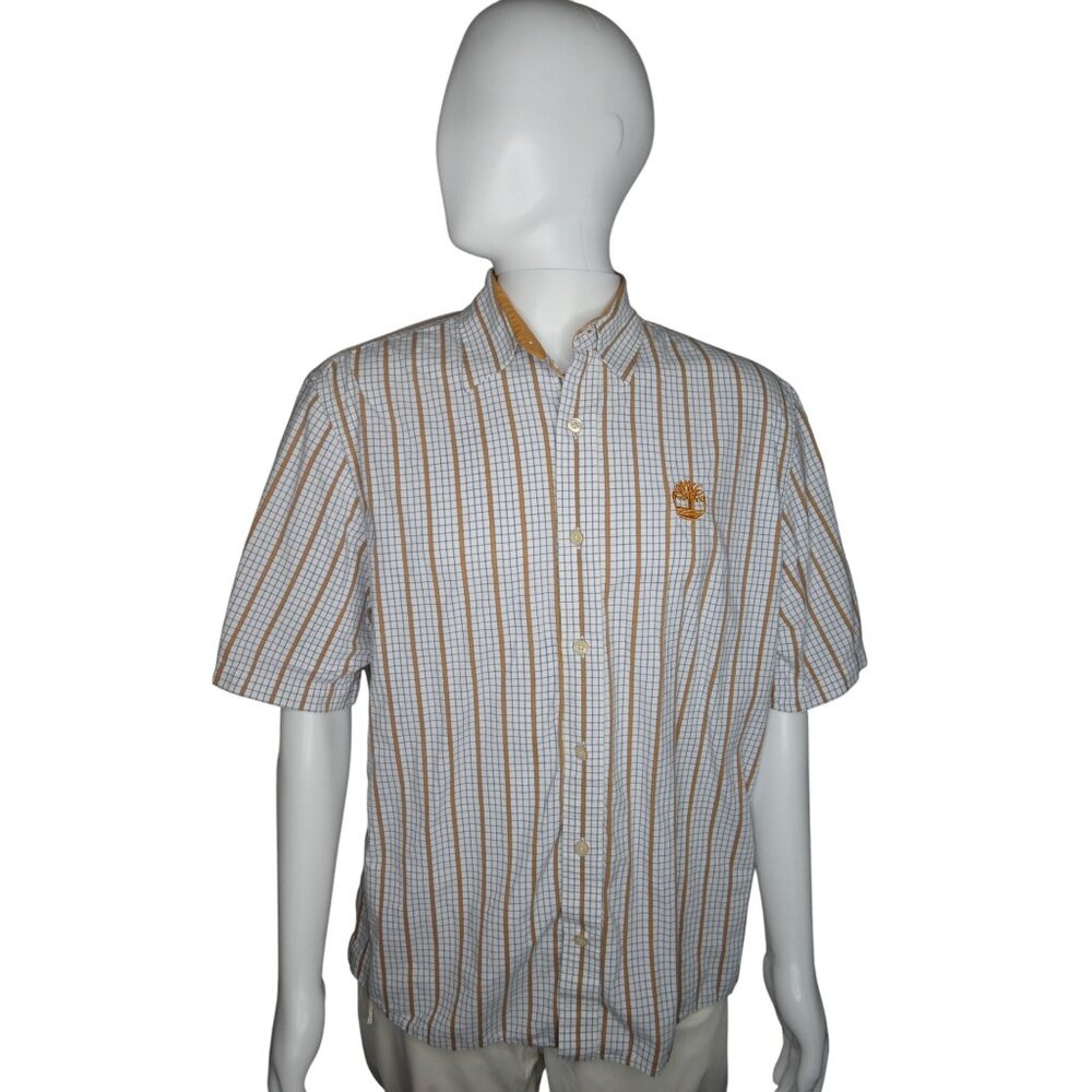 Timberland Men's Checkered Print Short Sleeve Shirt Size L‎